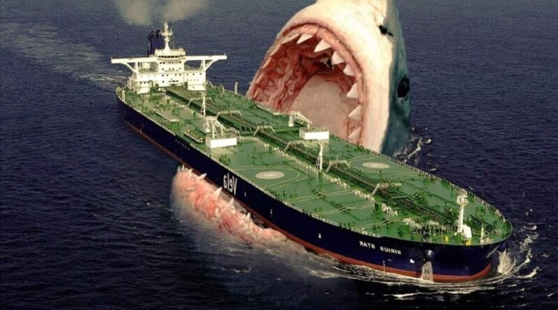 Ilustração mostra Titanoboa e Megalodon em confronto hipotético no oceano pré-histórico